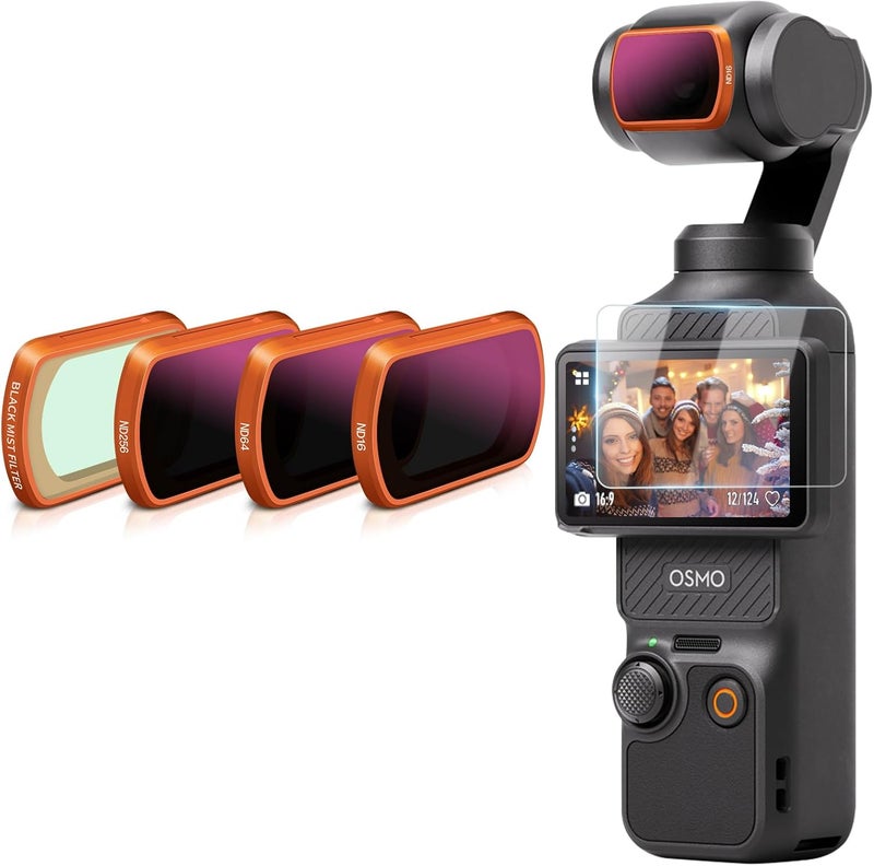 MINGVEN Osmo Pocket 3 Magnetic ND Filters Set & Black Diffusion 1/4 Filter for DJI Osmo Pocket 3/Xtra Muse Camera Accessories - 4 Pack (Black Mist Filter, ND16, ND64, ND256) - Image 1